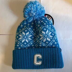 Zephyr Cornell Blue White Fair Isle Pom Pom Hat